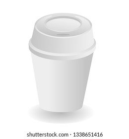 White paper cup  on the white background.
