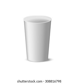 White paper cup without a lid in stie realism, coffee, tea, cold drinks, and its design