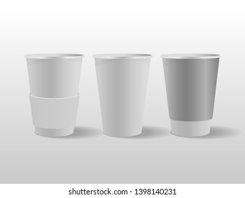 White paper cups, mock up coffee cup. vector illustration