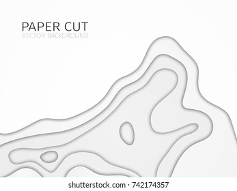 White paper cut. 3D abstract paper background. Vector illustration of paper for design.
