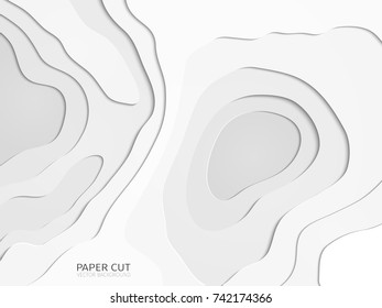White paper cut. 3D abstract paper background. Vector illustration of paper for design.
