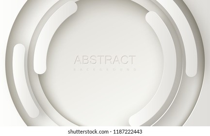 White paper cut background. Abstract realistic papercut decoration with radial dynamic shapes layers. 3d backdrop. Vector illustration. Cover layout template. Modern design