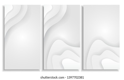 white paper cut background. Abstract realistic papercut decoration textured with wavy layers. 3d topography relief. Carving art. Vector illustration. Cover layout template. Material design concept