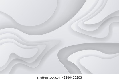 White paper cut background. Abstract realistic layered papercut decoration textured with engraved halftone dots pattern. 3d backdrop with circle shape layers. EPS10 Vector illustration.