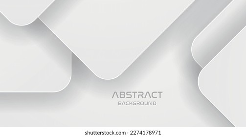 White paper cut background. Abstract realistic papercut decoration with curve dynamic overlap shapes layers. 3d backdrop. Vector illustration. Cover layout template. Modern design