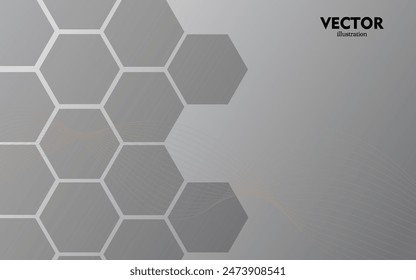 white paper cut background. with gold color lines, Abstract geometric layered background. Hexagonal textured paper shape.