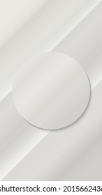 A white paper cut circle with a drop shadow is on a gray gradient background. Mockup for banner, social media. Vetical vector illustration.