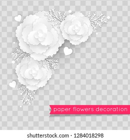 White paper cut flowers. Floral composition