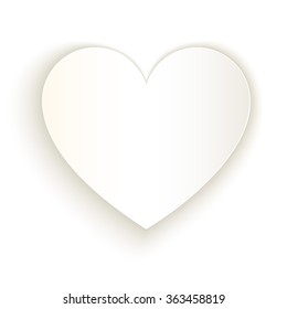 White paper cut heart vector template on white background.