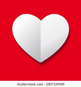 White paper cut love heart for Valentine's day or any other Love invitation cards. Vector illustration