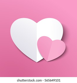 White paper cut love heart for Valentine's day or any other Love invitation cards. Vector EPS 10