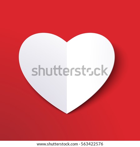 White paper cut love heart for Valentine's day or any other Love invitation cards. Vector EPS 10