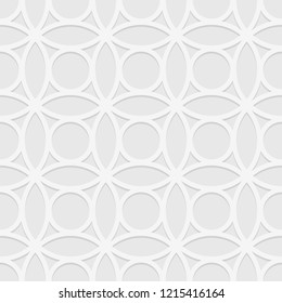 White paper cut ornament background. Bright white wallpaper with circular pattern. Vector illustration.