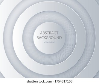 White paper cut round background. Abstract 3d background with White paper layers.