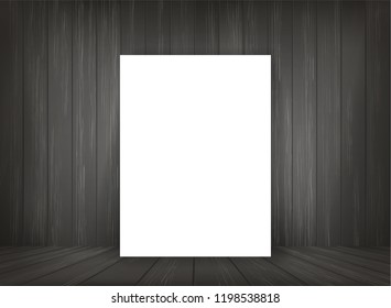 White paper in dark room space background. Vector illustration.