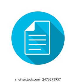 White paper document business on blue circle icon flat vector design