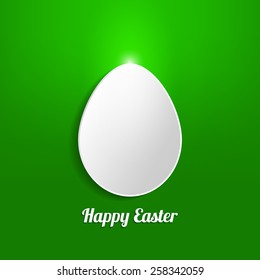 White paper Easter egg on a green background. Illustration 