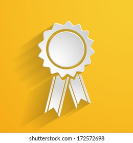 white paper emblem on the yellow background