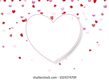 White Paper Emblem Pink Background,  vector illustration on white 
