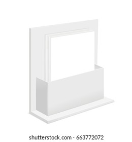 White Paper Empty Blank Template and Cardboard Advertising Container Stand Box Marketing Concept. Vector illustration