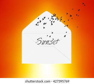White paper envelope with birds