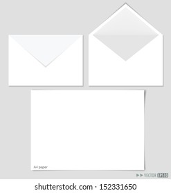 White paper and envelopes. Vector illustration.