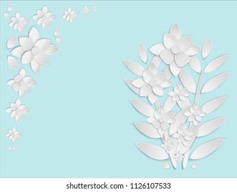 White paper flowers background, wedding decoration, bridal lace, floral design elements