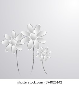 white paper flowers on white background