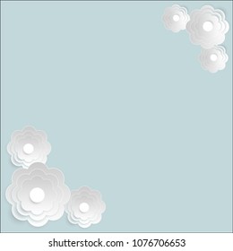 white paper flowers on light background, isolated floral design elements - Vector Illustration