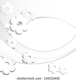 White paper flowers. Vector background
