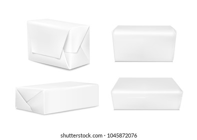 White paper or foil packaging for butter and  margarine. Realistic vector image.