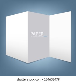 White paper fold origami background on blue background for text and message modern website design