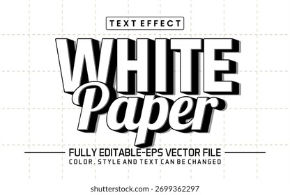 Fuente de papel blanco Efecto de texto editable