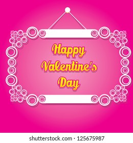 white paper frame on pink wall. valentine day love beautiful card. vector illustration. cut paper design frame.