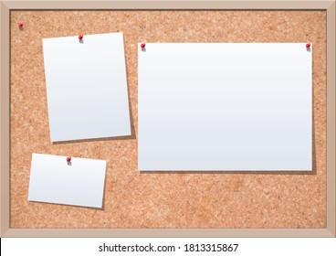 White paper frame pinned to cork board