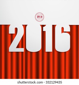 White paper gift box with 2016 New Year greeting card