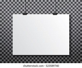 white paper hanging on transparency background.