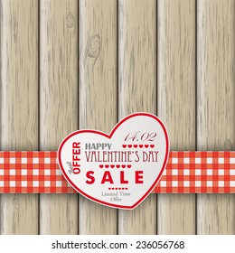 White paper heart with checked towel on the white background. Eps 10 vector file.