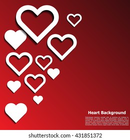 white paper heart on red background. vector illustration