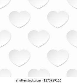 A white paper heart seamlessly tilable pattern valentines day background