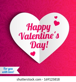 White paper heart valentines day background
