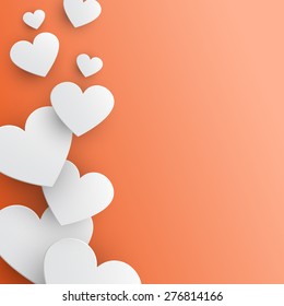 White paper hearts background