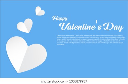 White paper hearts isolated on white background. Valentine's concept