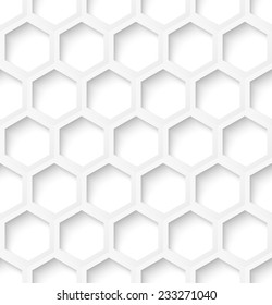 White paper hexagon abstract seamless pattern background with shadow. Vector illustration