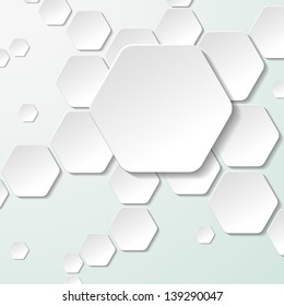 White paper hexagon labels.