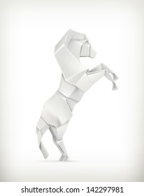 White paper horse, vector origami