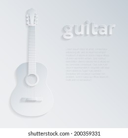 white paper illustration with a shadow.  guitar