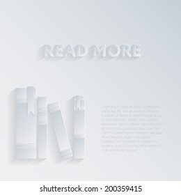 white paper illustration with a shadow. the spines of books