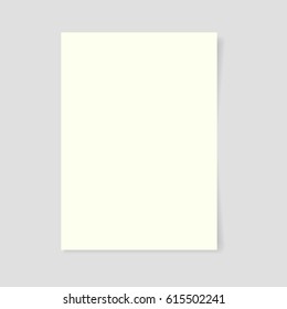 White paper isolated with soft shadow on white background. Vector illustration. 