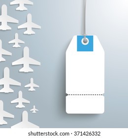 White paper jets with price sticker on the gray background. Eps 10 vector file.